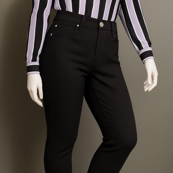 WHBM “The Skimmer” Black Ankle Pants | Gold Zipper Detail | Size 4 - Picture 2 of 7